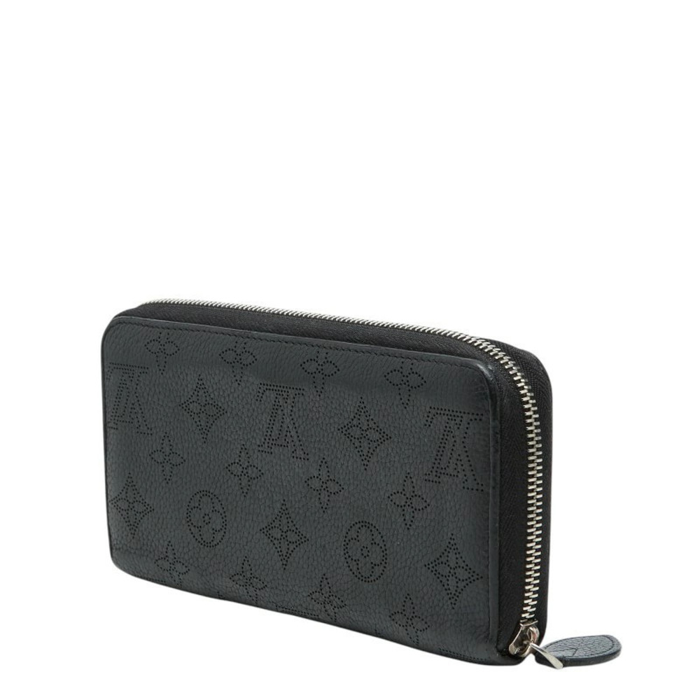 Louis Vuitton Long Wallet Leather Mahina Noir Zippy Zipper Round Monogram Black